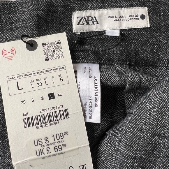 Herringbone Pleated Wide-leg Cropped Pallazzo Pants by Zara - Picture 4 of 5